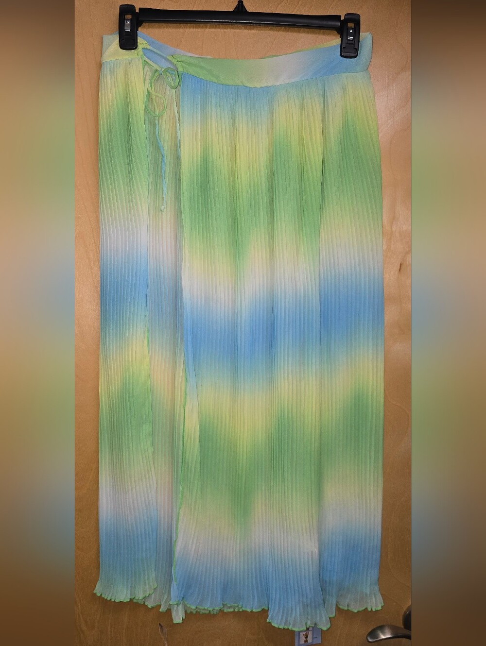 Jojo Lemon Pleated Gradiant Blue and Green Cover Up Skirt
